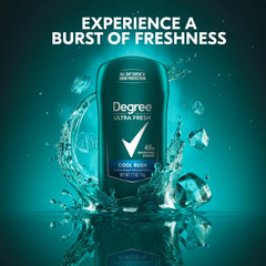 Degree Men Ultra Fresh Cool Rush twist-and-glide action highlights quick, confident application.