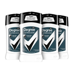 Degree Men Ultraclear Black+White deodorant pack of 4 protects clothes from white marks