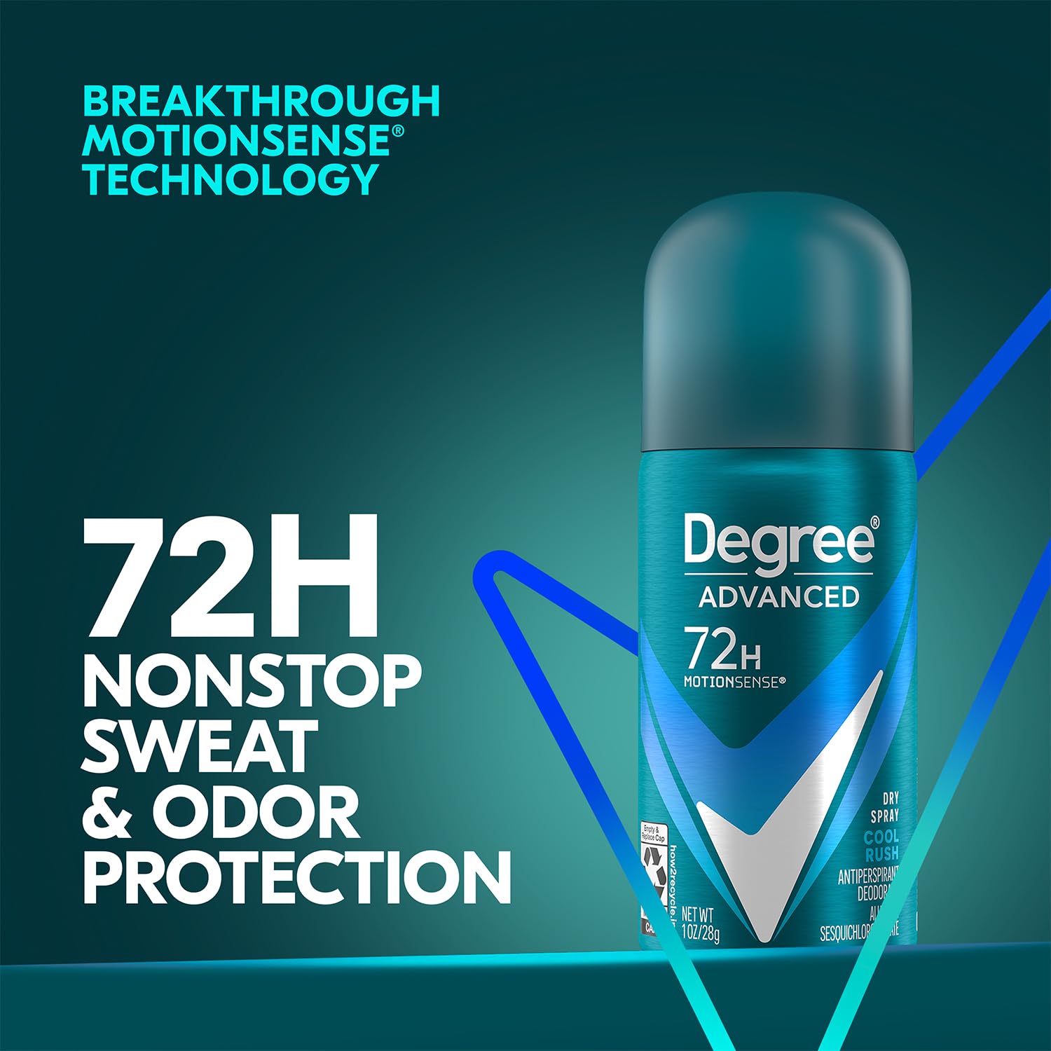 Degree MotionSense 72-hour protection activates with movement for continuous freshness.