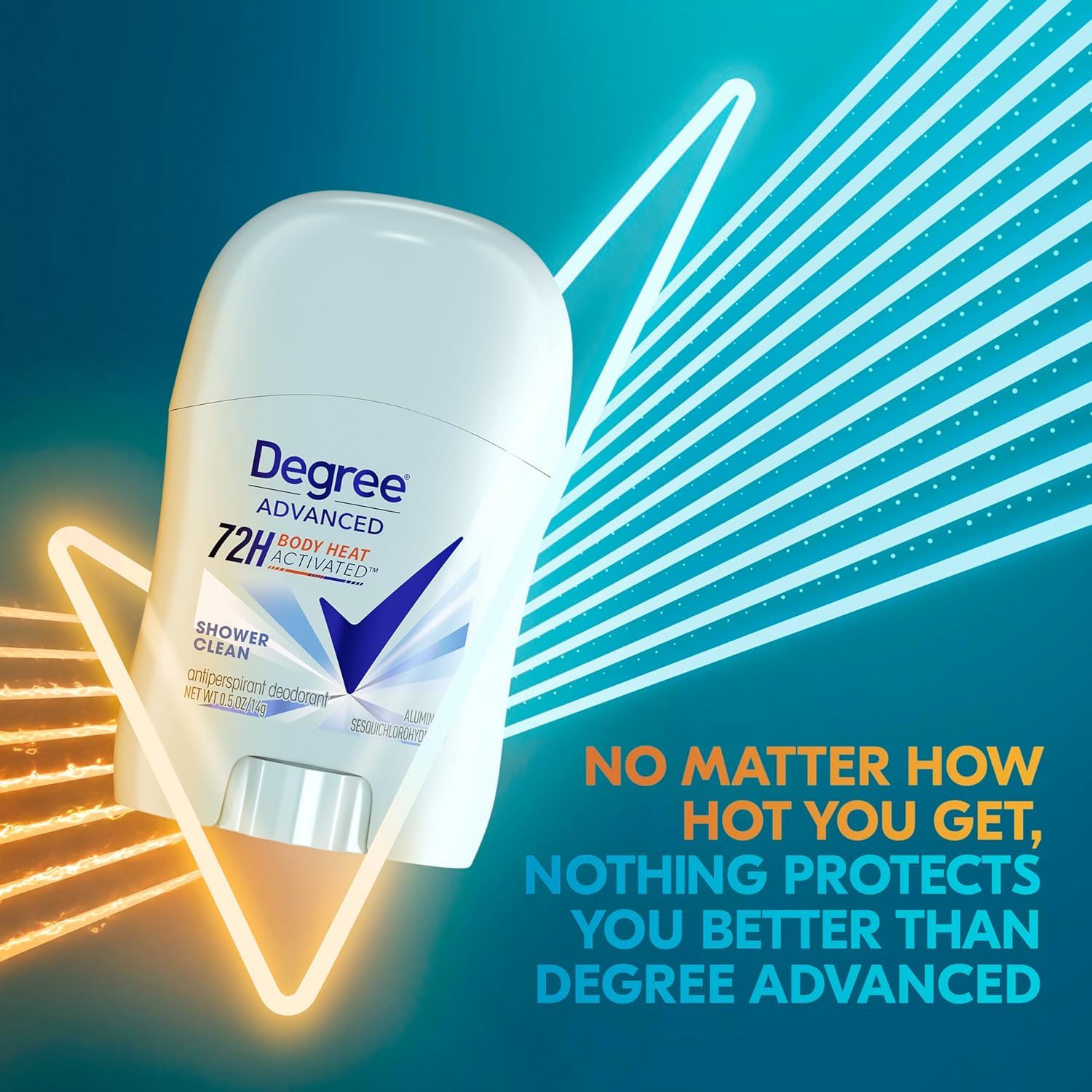 Degree MotionSense activation image conveys freshness increasing with movement.