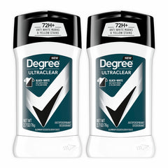 Degree front packaging showing two sticks and product benefits