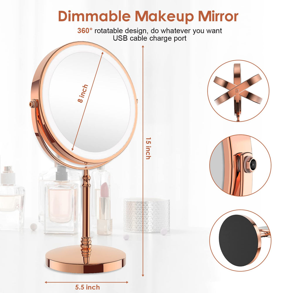 DEIOVWXS color temperature controls show makeup under warm, white, and cool lighting