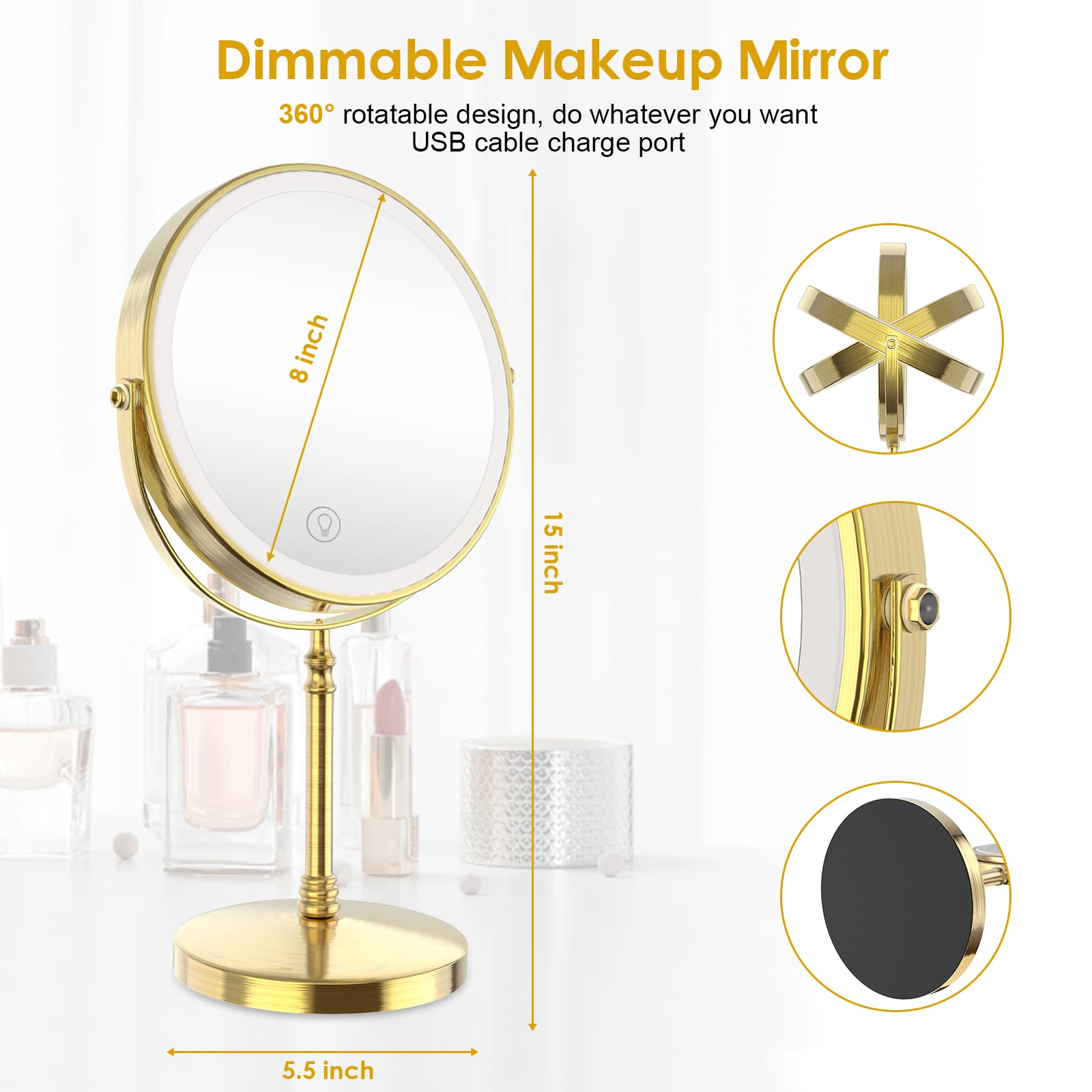 DEIOVWXS lighted makeup mirror offers three color temperatures for any setting