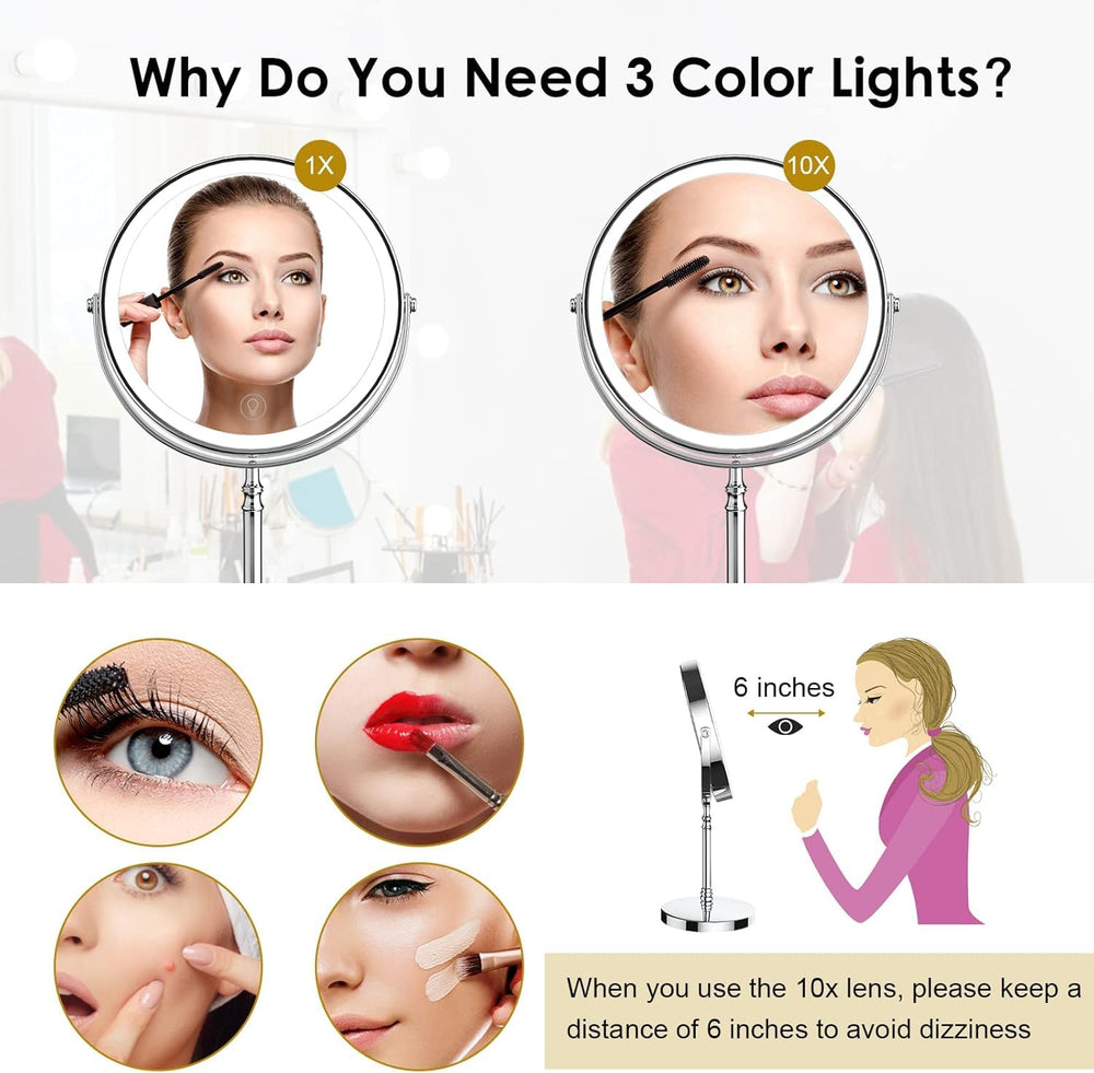DEIOVWXS lighted makeup mirror built-in 3000mAh battery enables wireless use