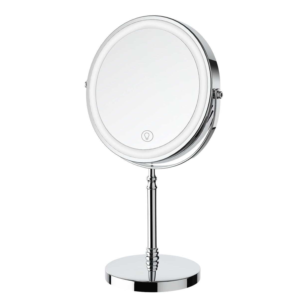 DEIOVWXS lighted makeup mirror front view showcases dual magnification for precise application