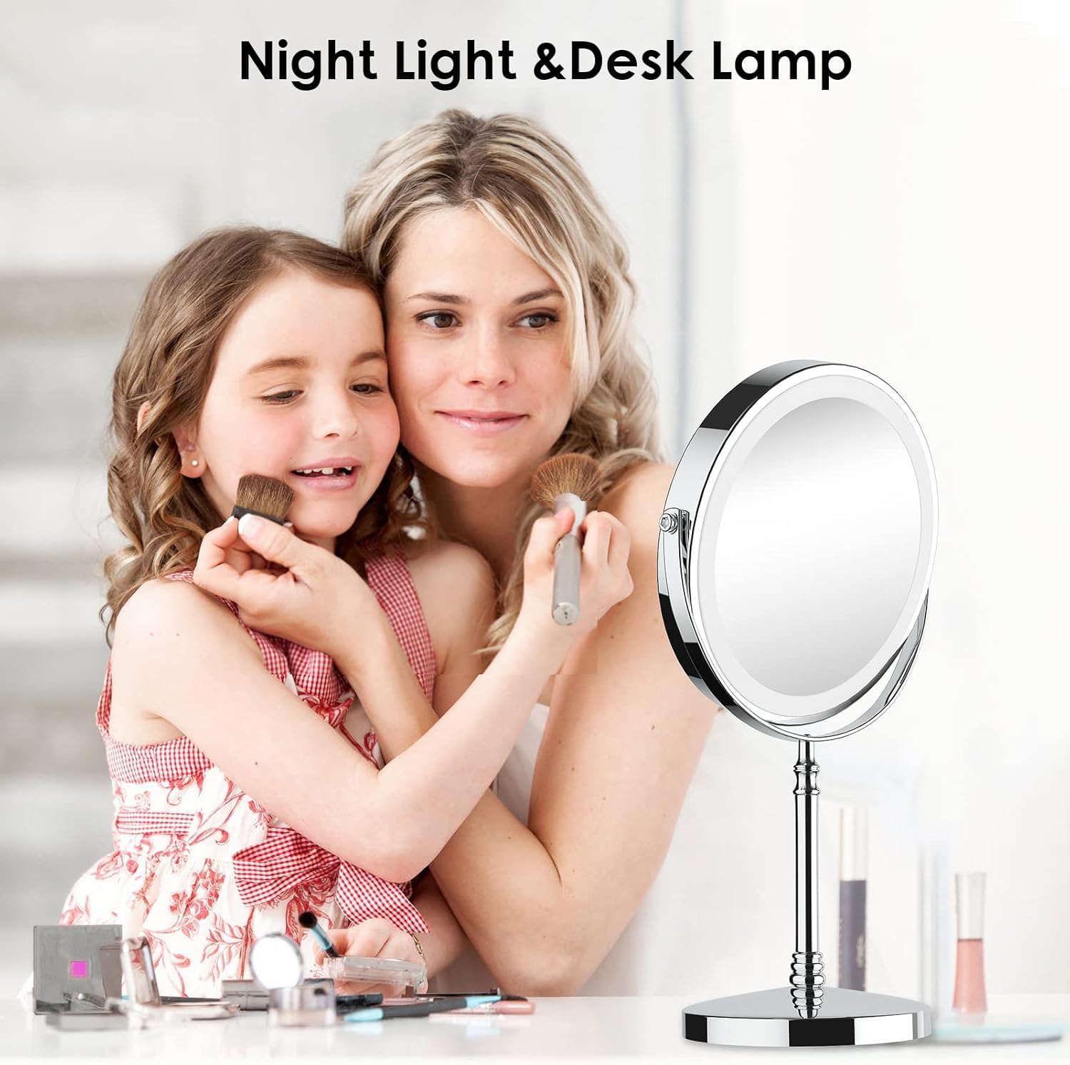 DEIOVWXS lighted makeup mirror large 8-inch view for broad detail