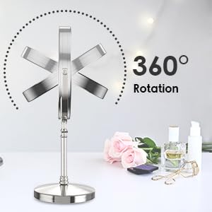 DEIOVWXS lighted makeup mirror non-slip base stays stable on counters