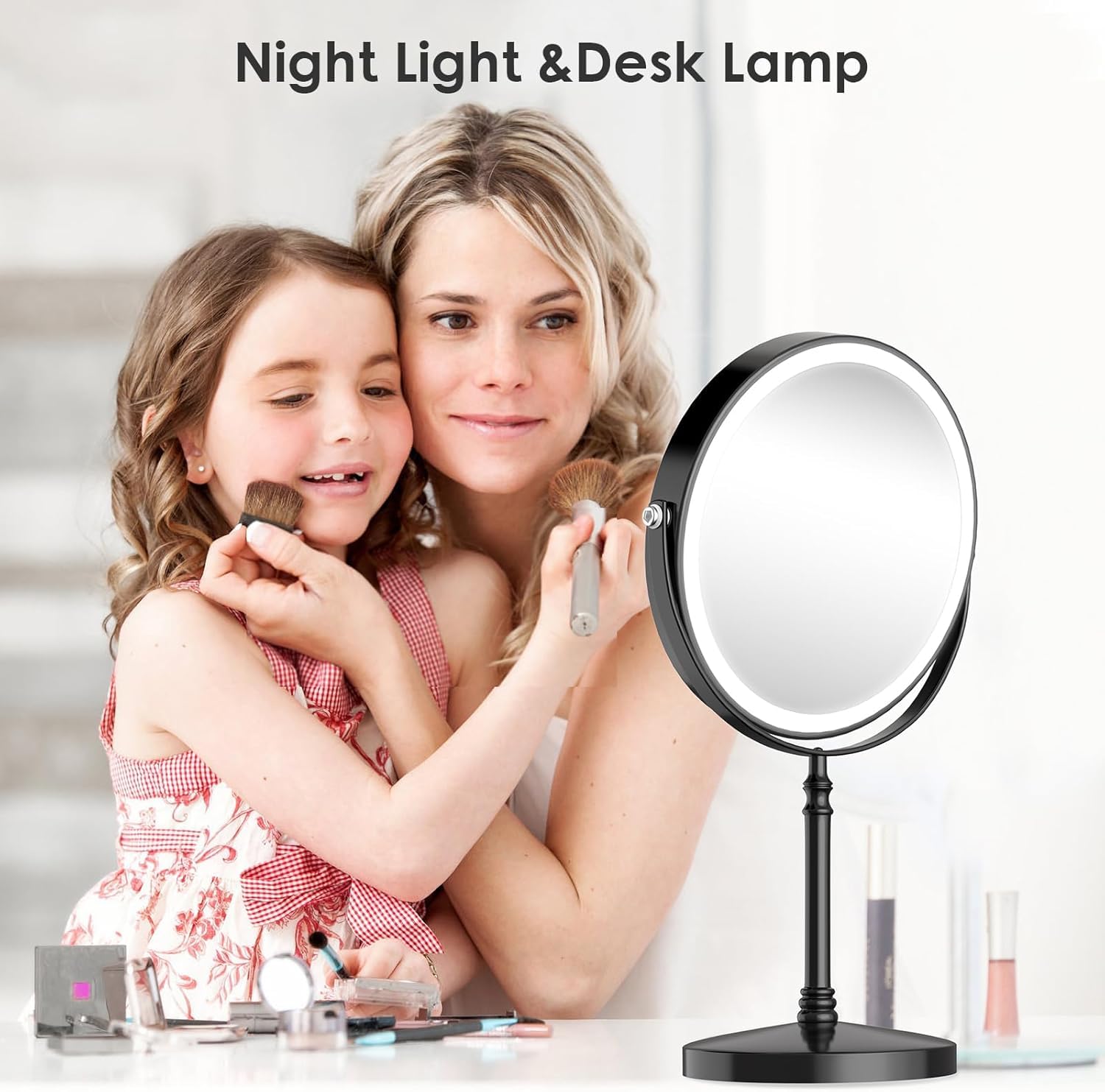 DEIOVWXS rechargeable 3000mAh battery enables cordless use and portable vanity setups.