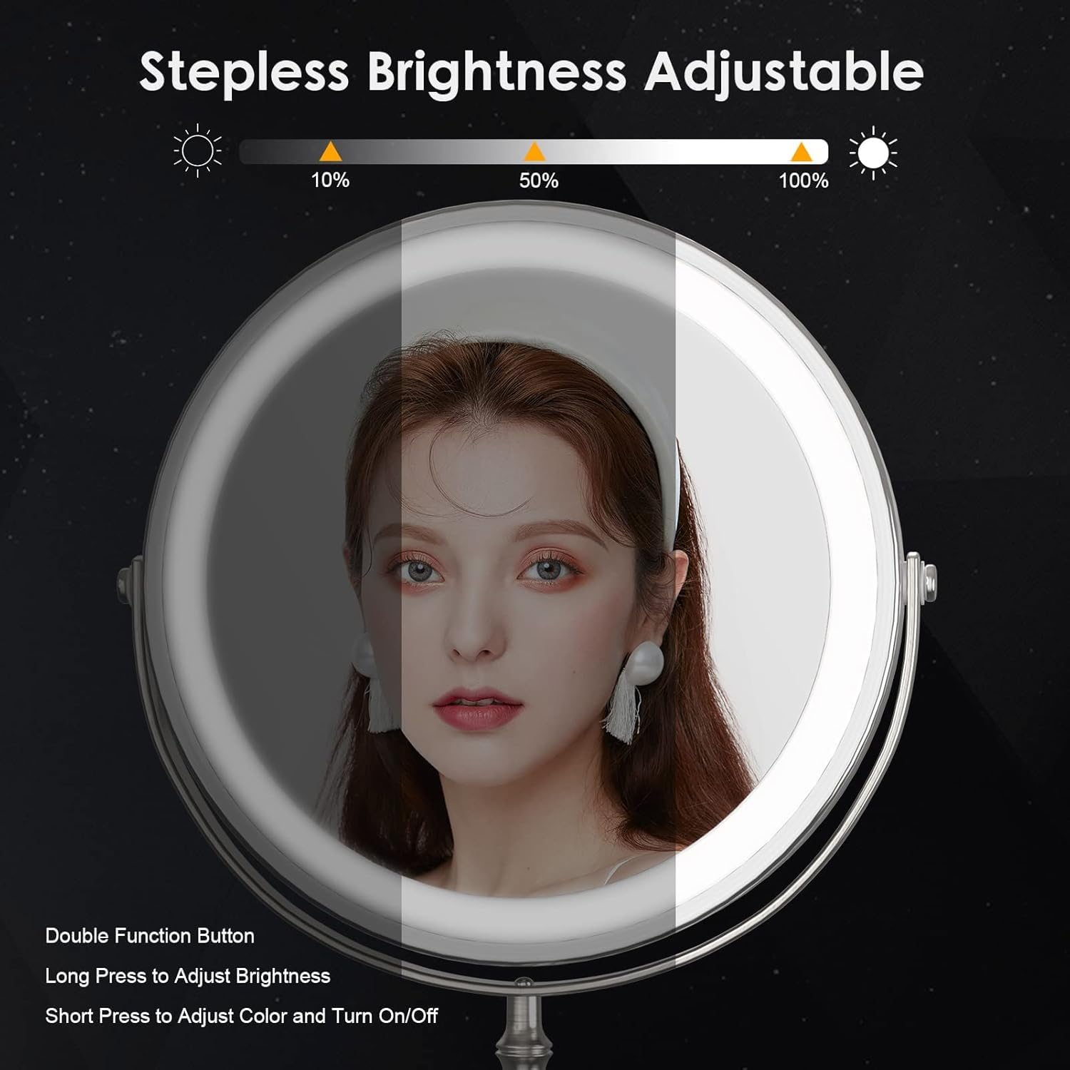 DEIOVWXS lighted makeup mirror rechargeable battery provides cordless convenience
