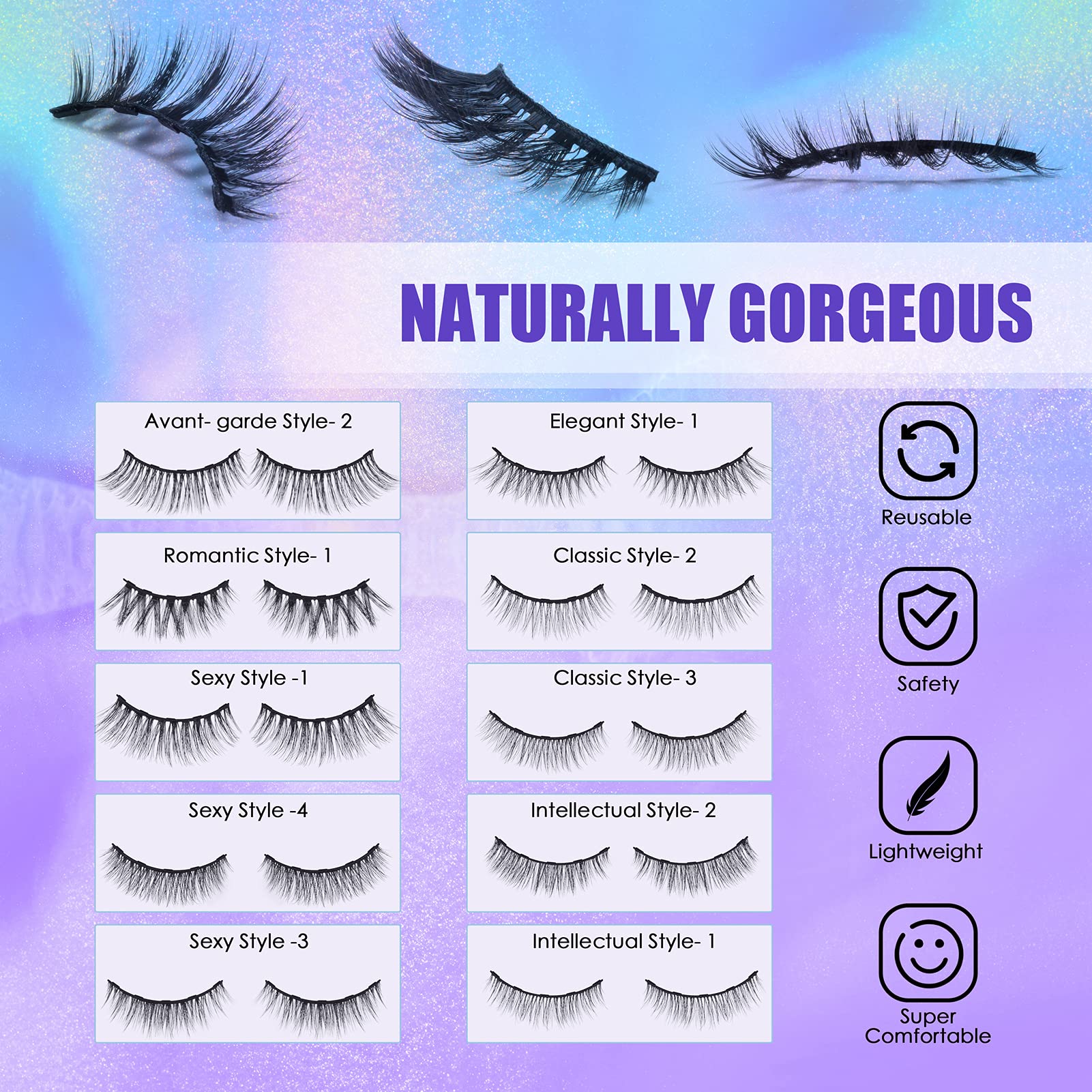 DEJAVIA eyelash tweezers show precise, mess-free application.