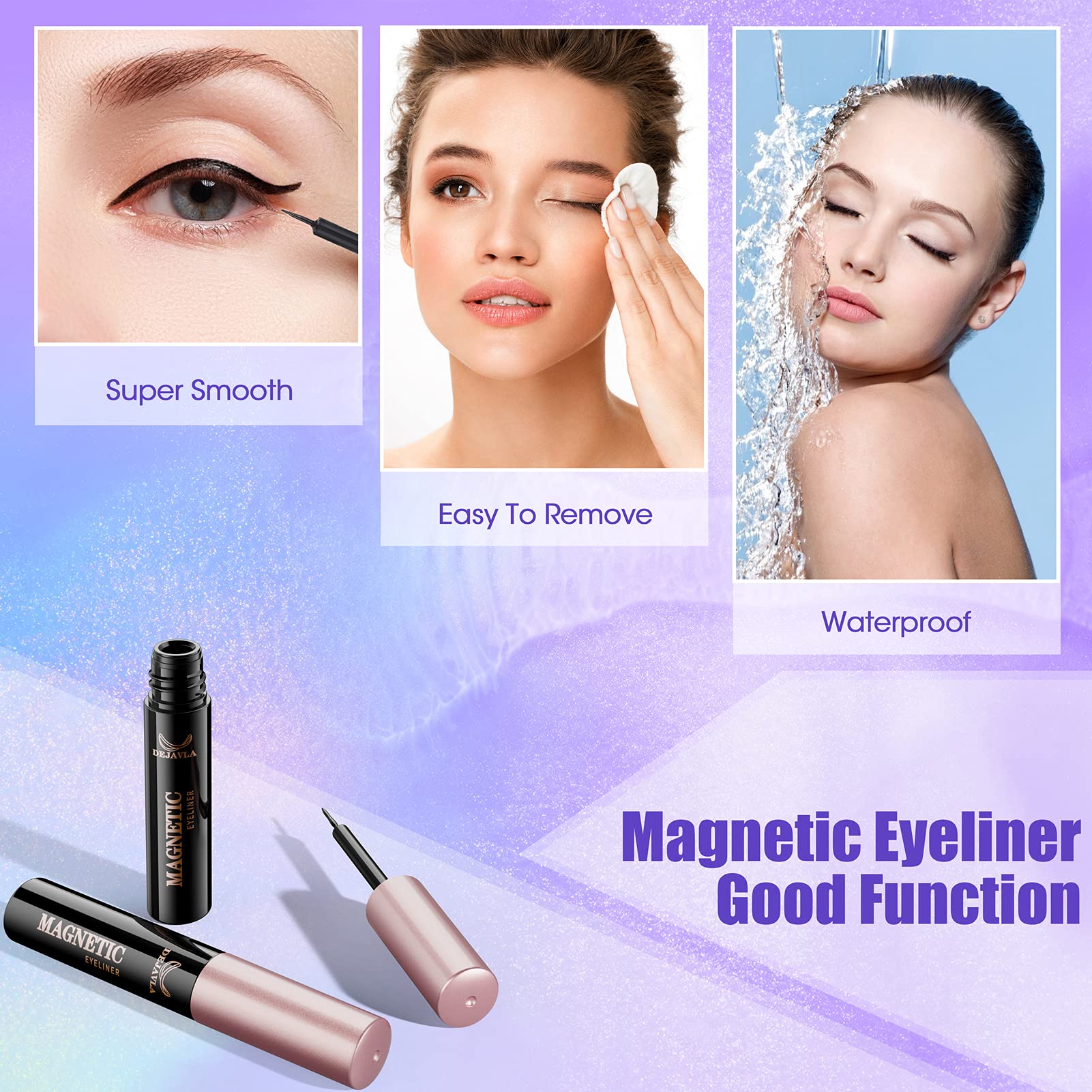 DEJAVIA premium synthetic fibers provide soft, comfortable lashes you can wear repeatedly.