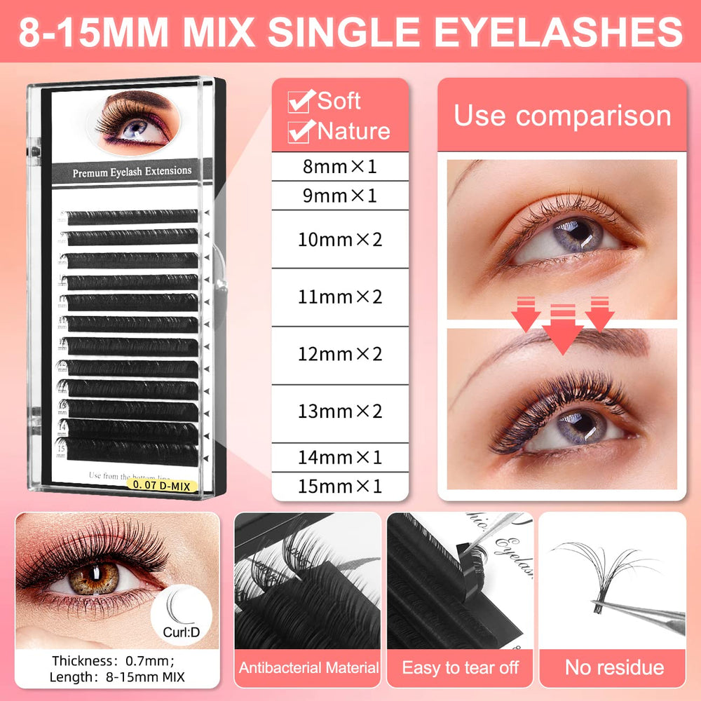 Dejiovey 0.07D mix lash extensions 8-15mm for natural to fuller looks