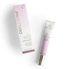 Dekliderm Neck Firming Cream wrinkles close-up showing potential smoother neck skin.