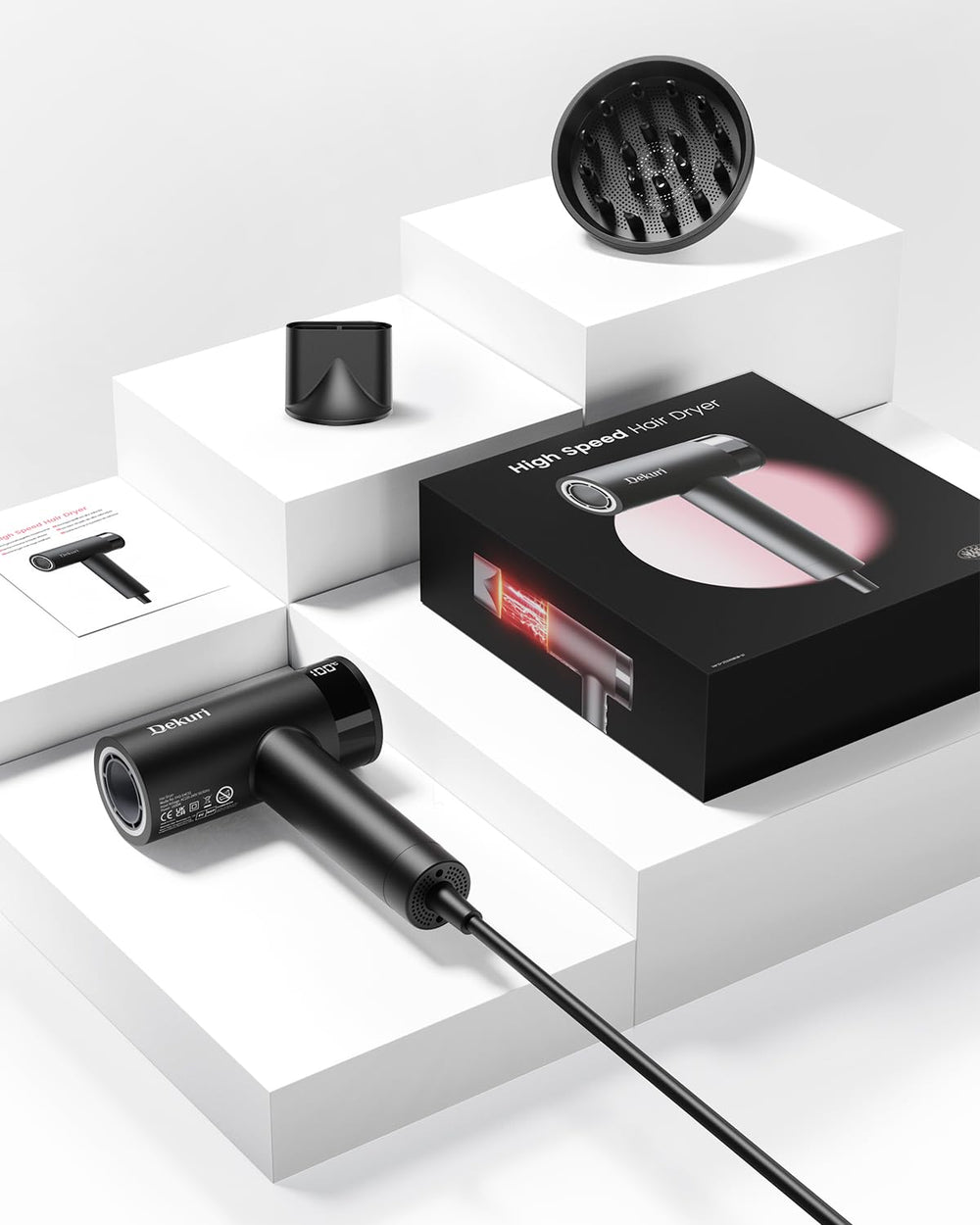 Dekuri travel-ready hair dryer fits compact bags and weighs 350g