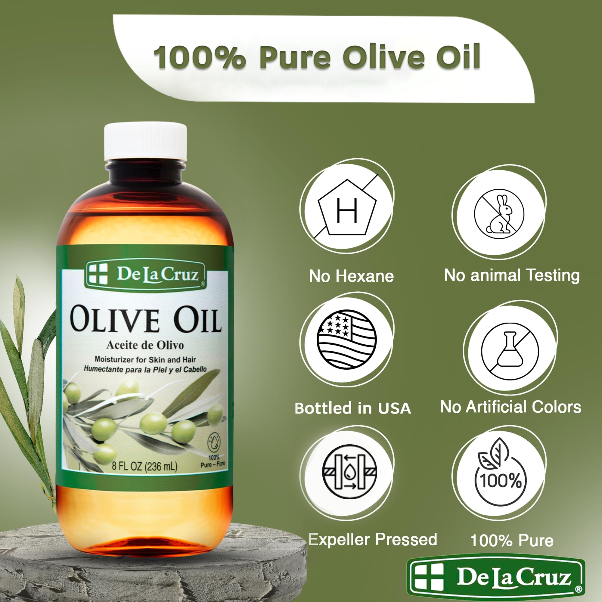 De La Cruz olive oil hair application demonstrating detangling and slip.