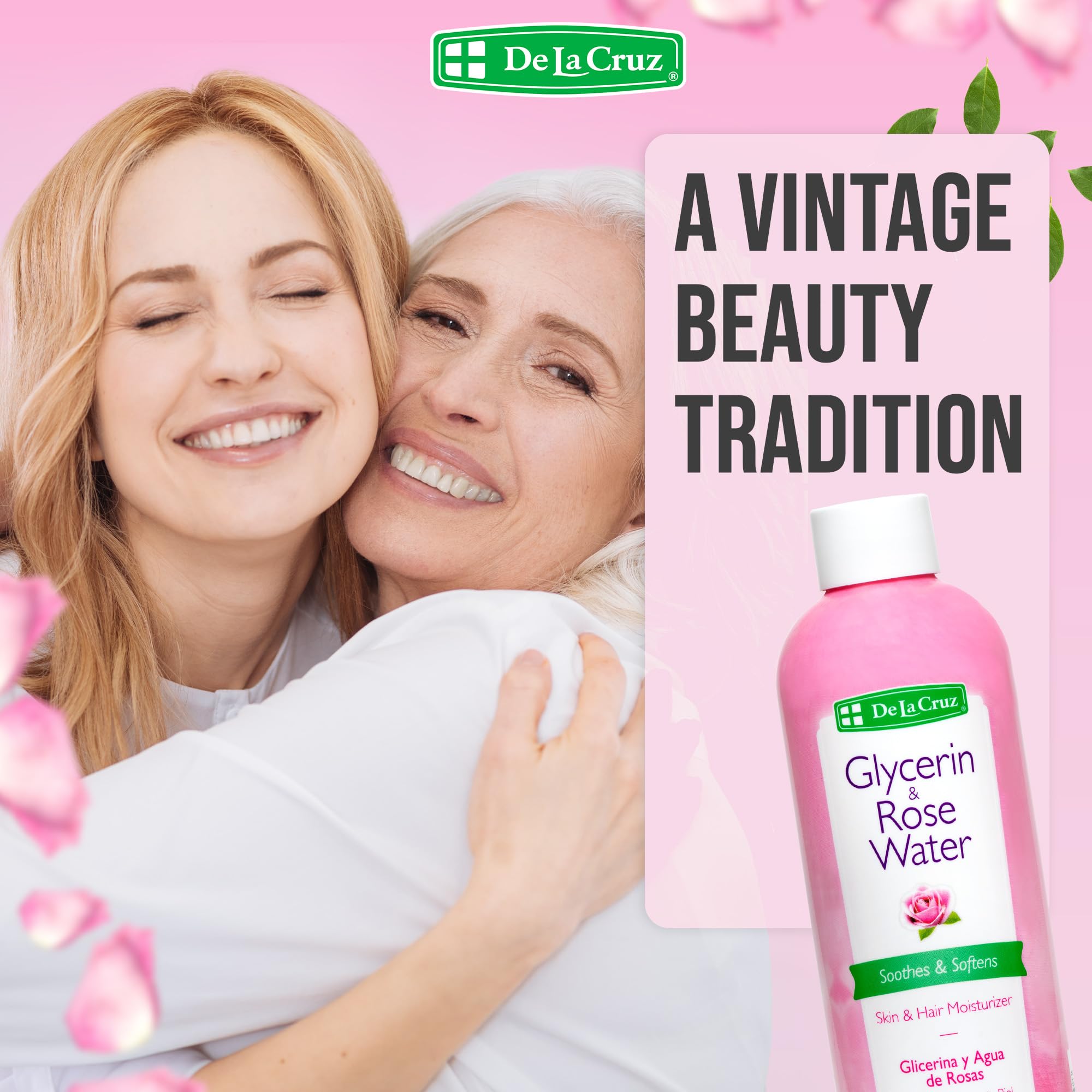 De La Cruz Rose Water Hair Moisturizer provides lightweight moisture for hair.