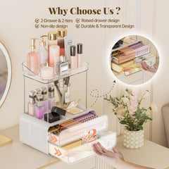 Delamu acrylic cosmetics storage close-up emphasizing sturdy frame.
