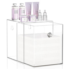 Delamu Clean Skin Club Face Towels Holder front view, compact towel storage for a tidy vanity.