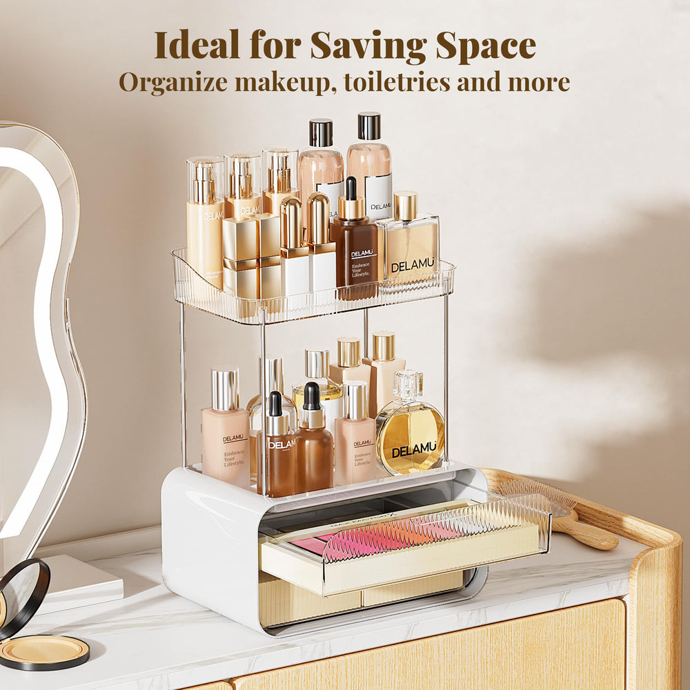 Delamu clear design improves visibility for skincare and makeup items.