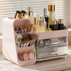 Delamu makeup organizer countertop front view showing spacious cosmetic storage for easy access.