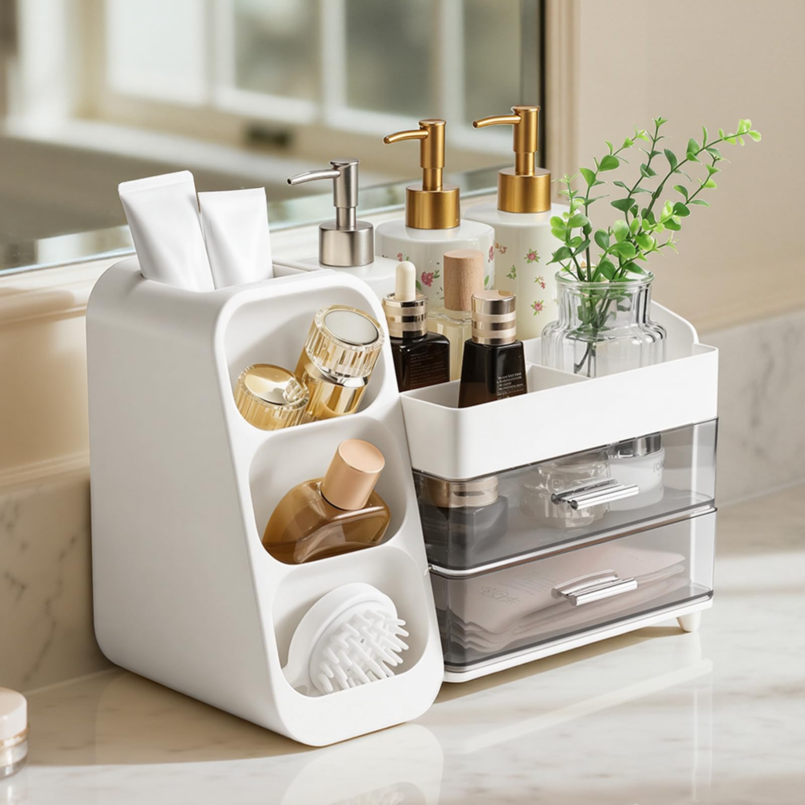 Delamu vanity organizer in white with sleek design complements any decor.