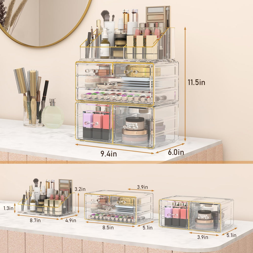 Delamu six-drawers layout highlighting spacious compartments for cosmetics