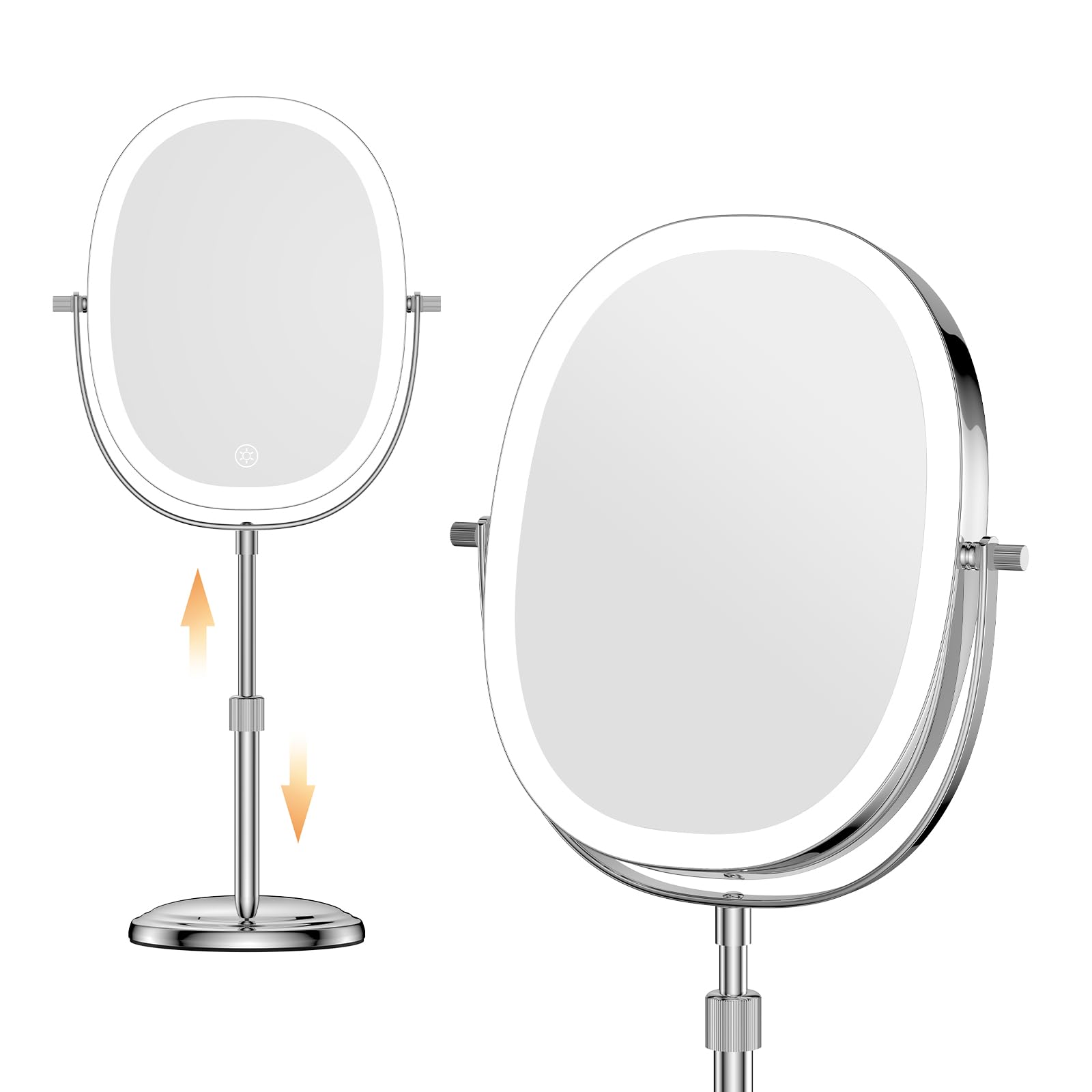 DeLanges makeup mirror with lights demonstrates three color modes for precise makeup.