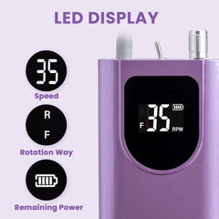 Delanie nail drill purple handpiece with ergonomic design