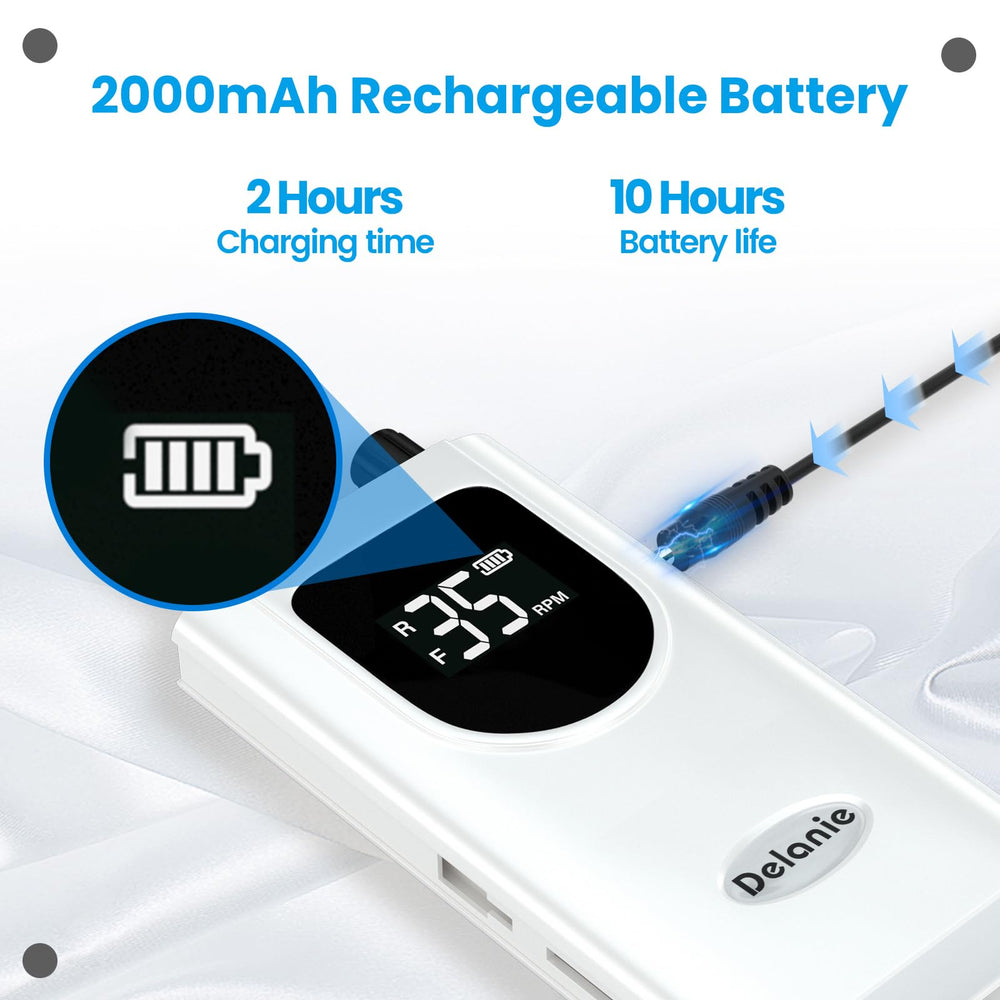 Delanie nail drill quiet operation minimizes vibration for comfortable client experiences.