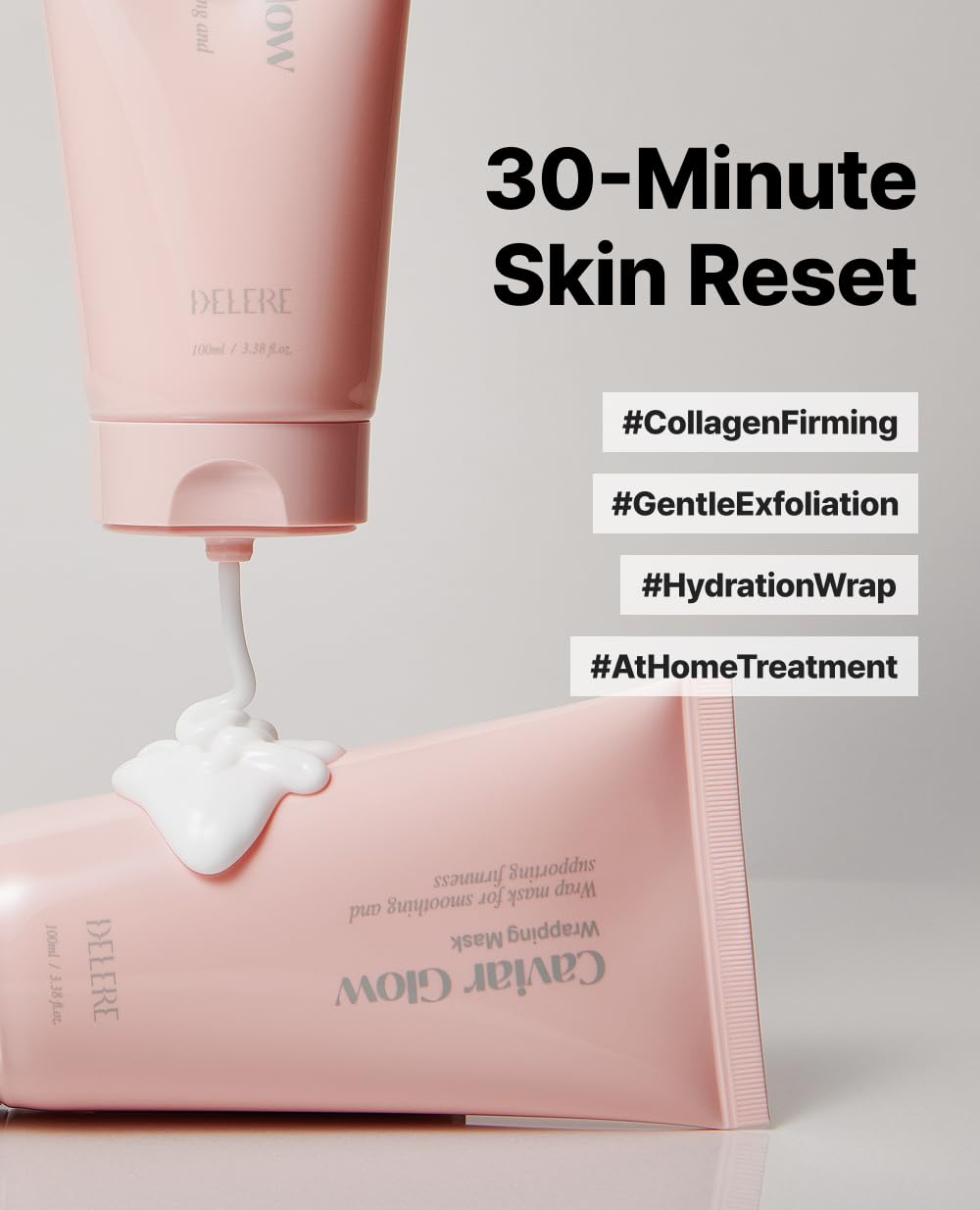 Delere Caviar Glow peel-off action demonstrates gentle removal of impurities.