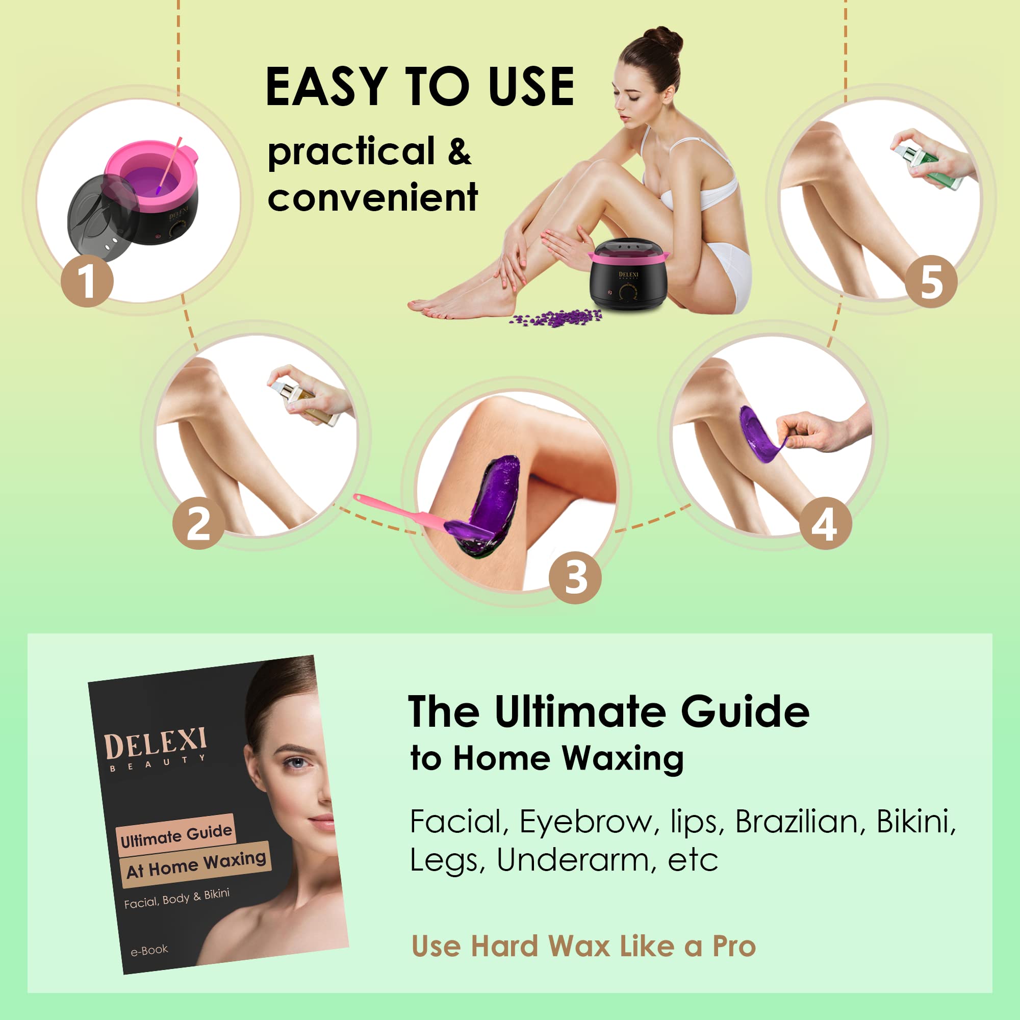 DELEXI wax applicators arranged for clean hair removal