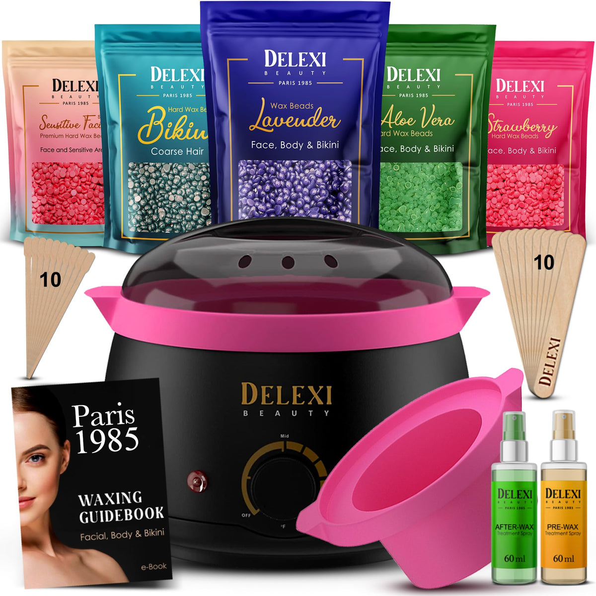 DELEXI premium wax warmer shown for safe at-home sessions