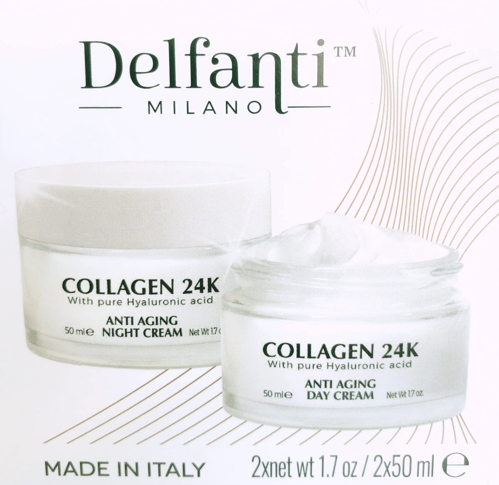 Delfanti Milano 24K Gold and Hyaluronic Acid formula highlight the glow and plump potential.