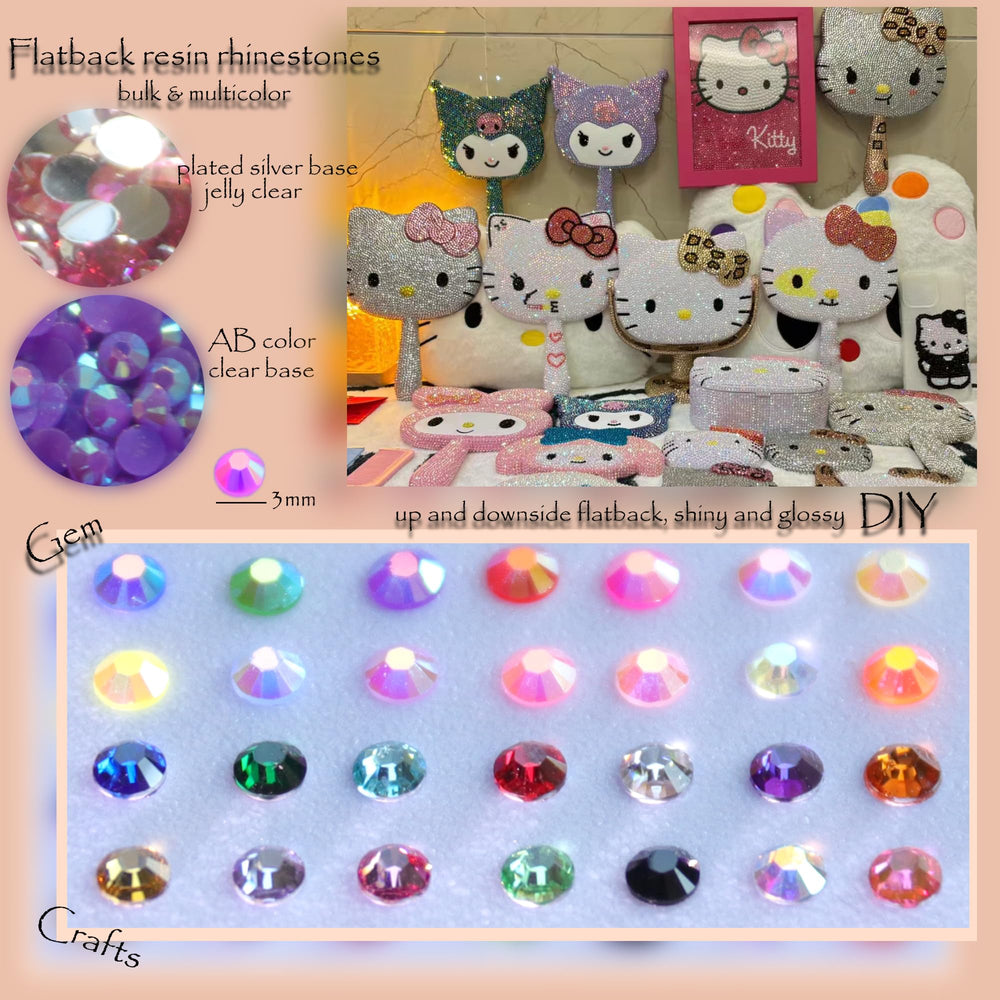 Delgoash mixed-color 3mm rhinestones offer iridescent sparkle.