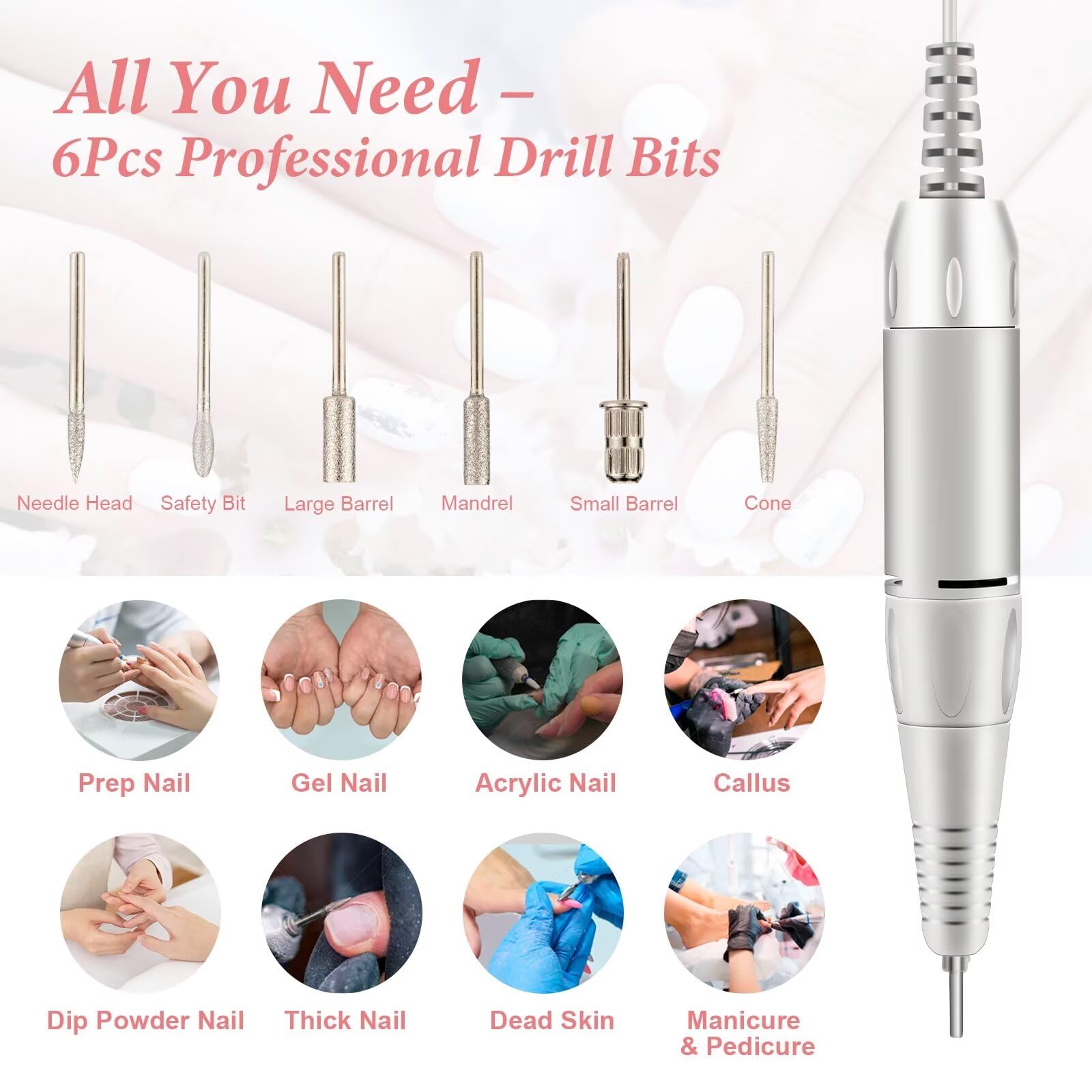 DELIFO nail drill LED display shows speed and power at a glance.
