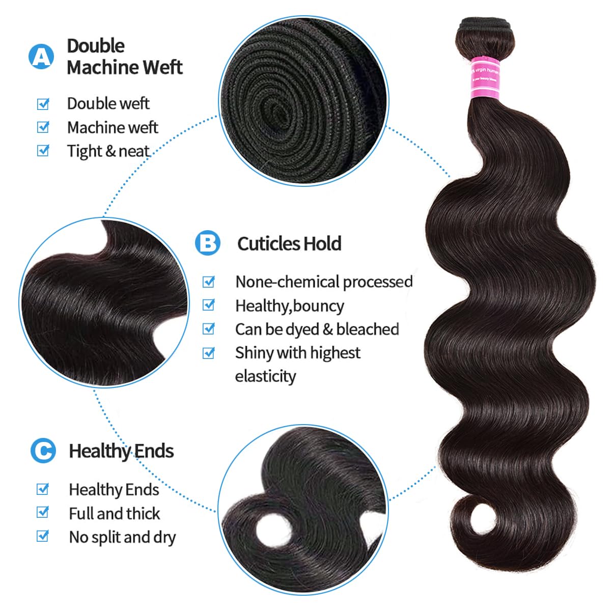 Delizzly body wave bundles 28-inch length with smooth texture