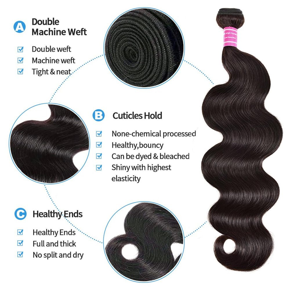 Delizzly body wave bundles 28-inch length with smooth texture