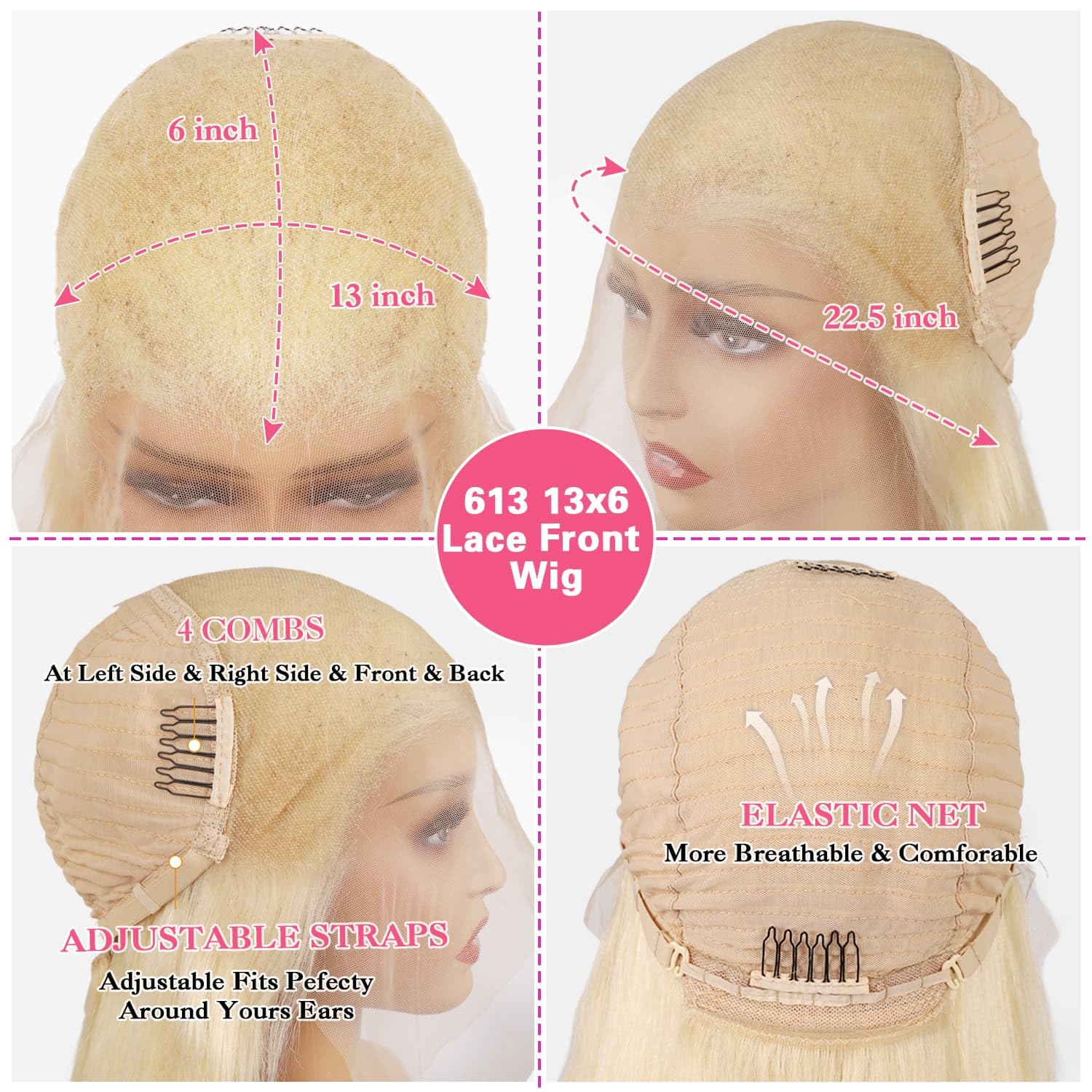 Deloni 613 blonde human hair 200 density wig shows voluminous, full silhouette