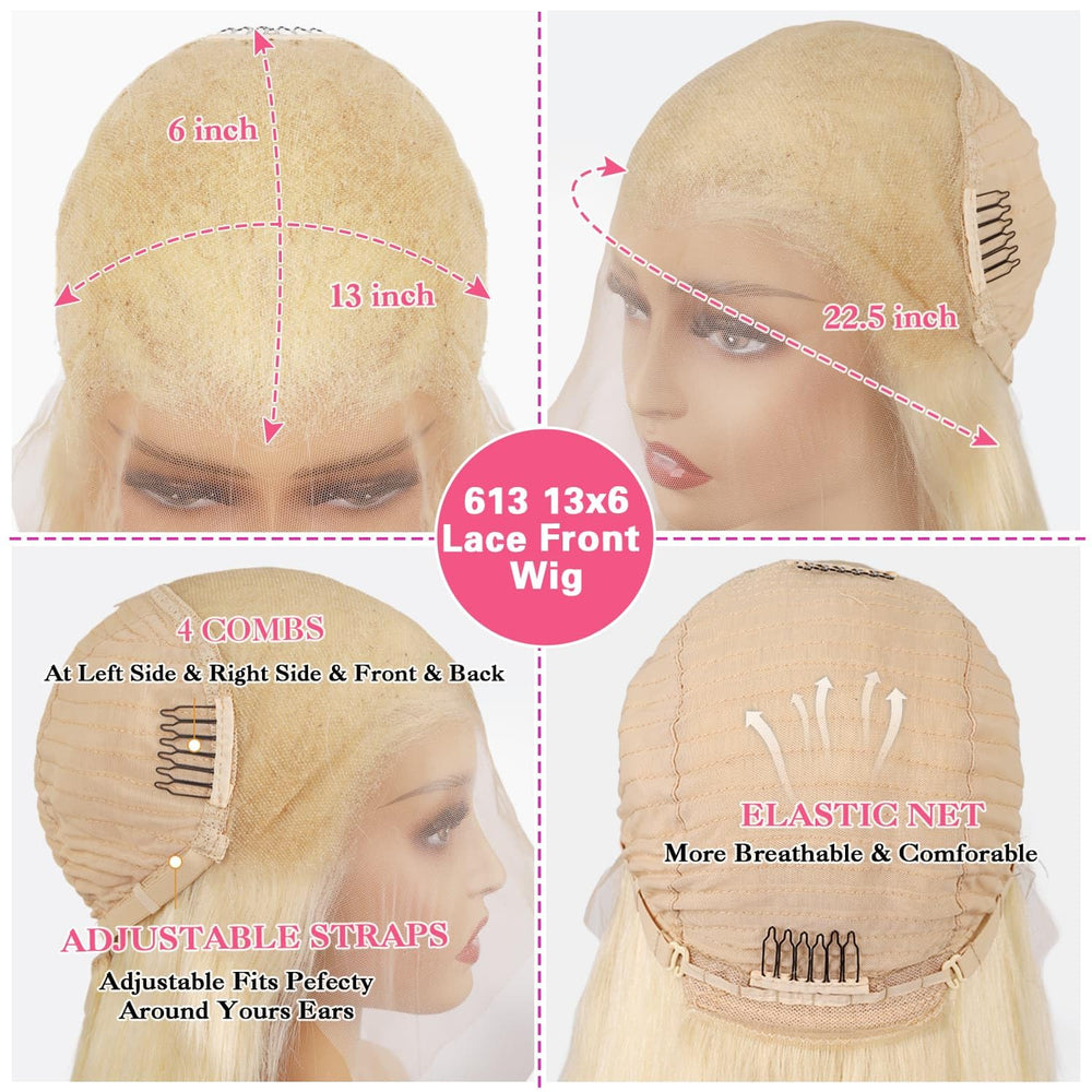 Deloni 613 blonde human hair 200 density wig shows voluminous, full silhouette