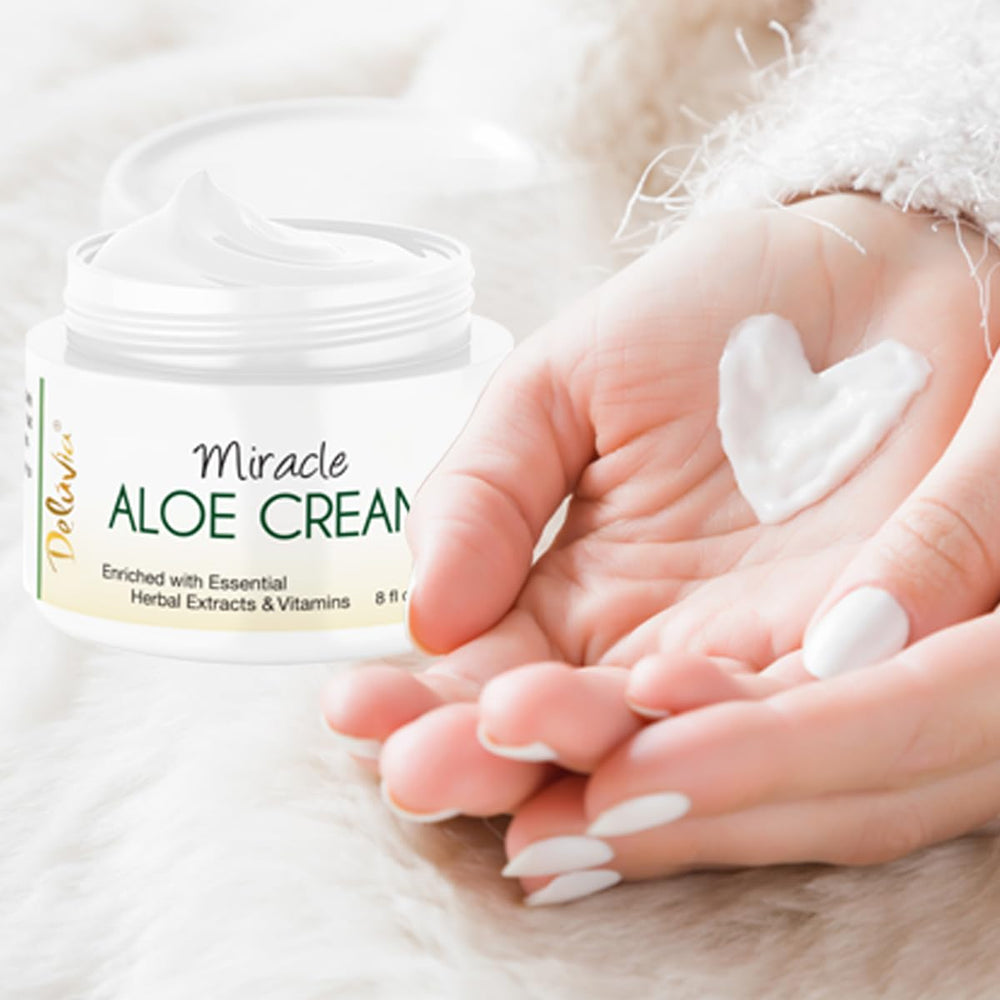 Delúvia Miracle Aloe Cream 8oz jar for comprehensive home use.