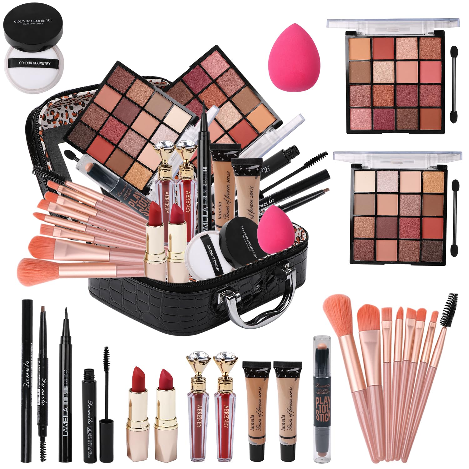 Delymol makeup kit 2x16 eyeshadow palette with rich tones for teen looks