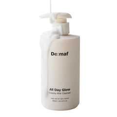 Demaf All Day Glow Creamy Milk Cleanser bottle front, a gentle daily cleanser for sensitive skin.