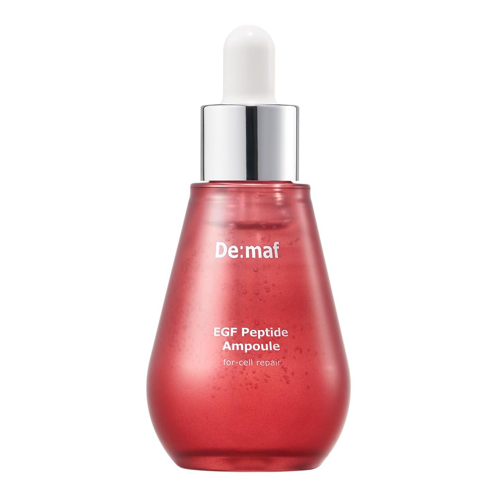 De:maf EGF Peptide Ampoule bottle pour enhances elasticity and renewal.