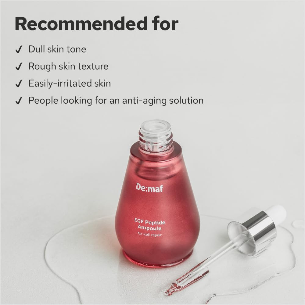 De:maf EGF Peptide Ampoule packaging showcases premium Korean skincare.