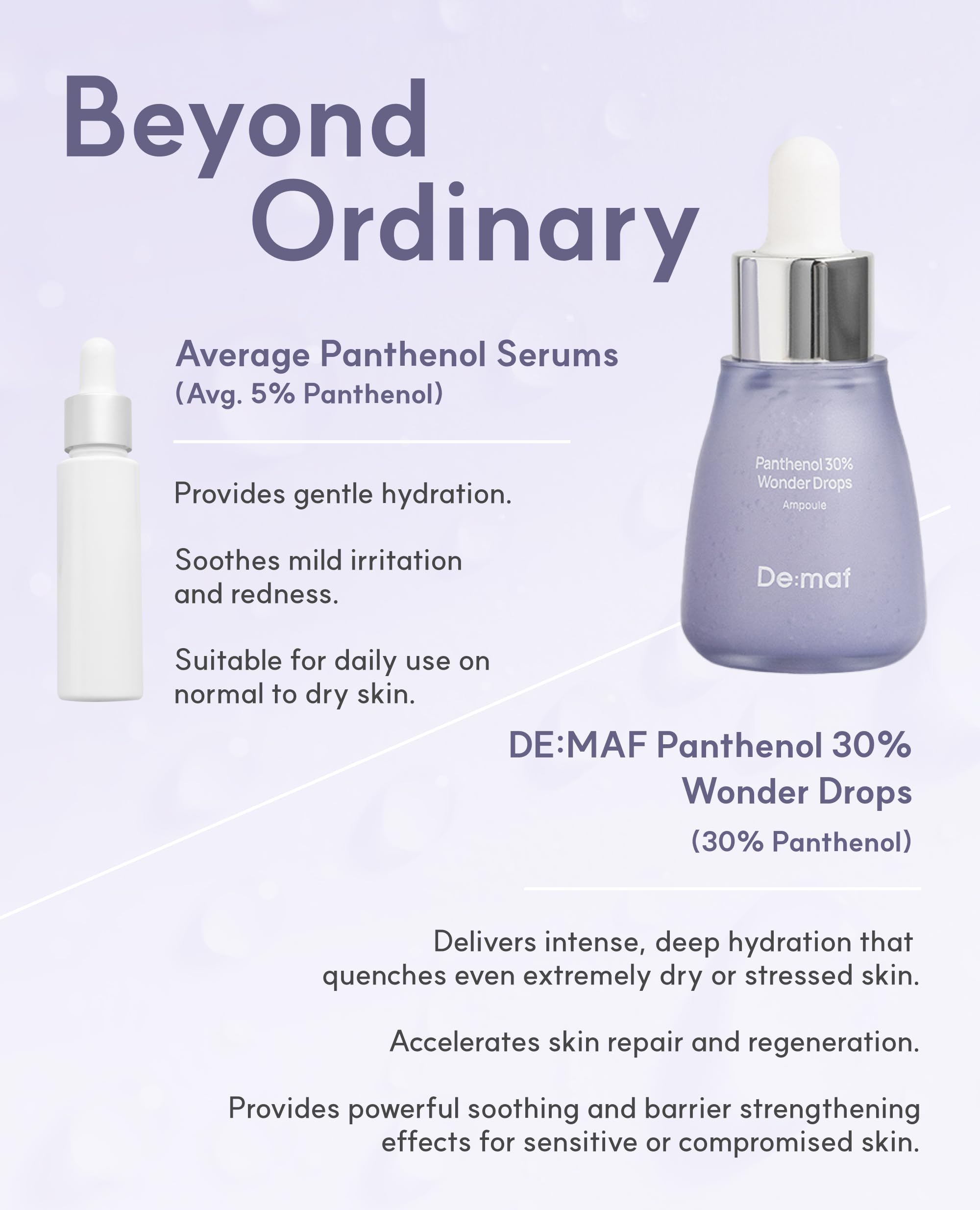 De:maf Panthenol 30% Wonder Drops application on the face for calm skin