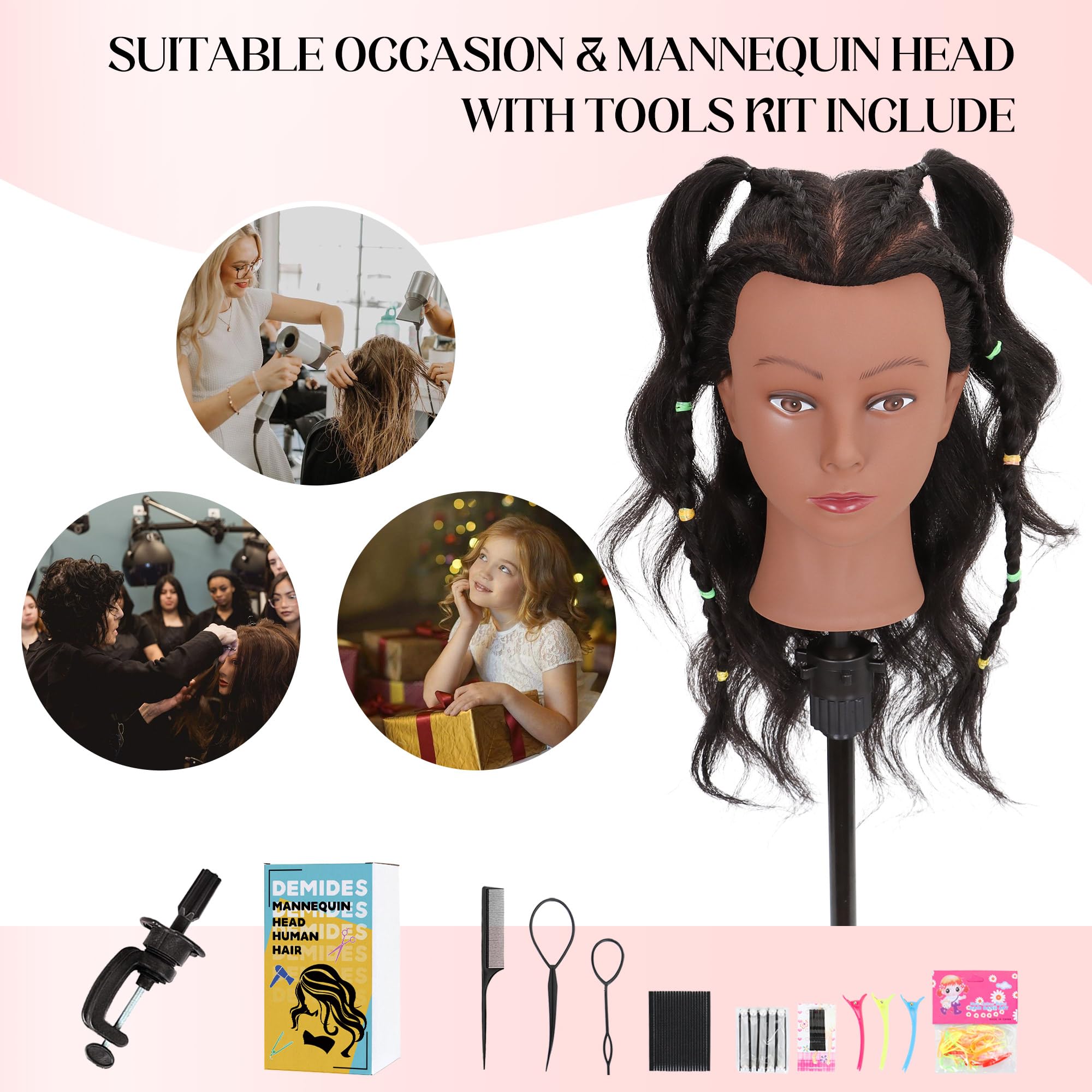 Demides mannequin head braiding practice for texture and technique