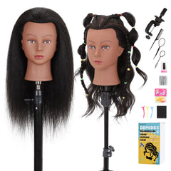 Demides mannequin head with real hair 16-inch for professional styling practice