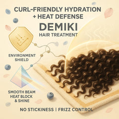 DEMIKI Hair Oil instant shine fragrance bottle delivers luminous shine with a subtle floral scent.