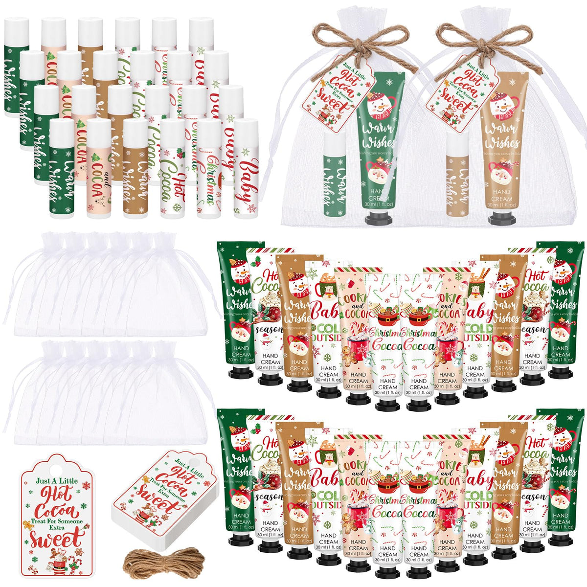 Demissle Christmas hot cocoa hand cream set with cards for gifting