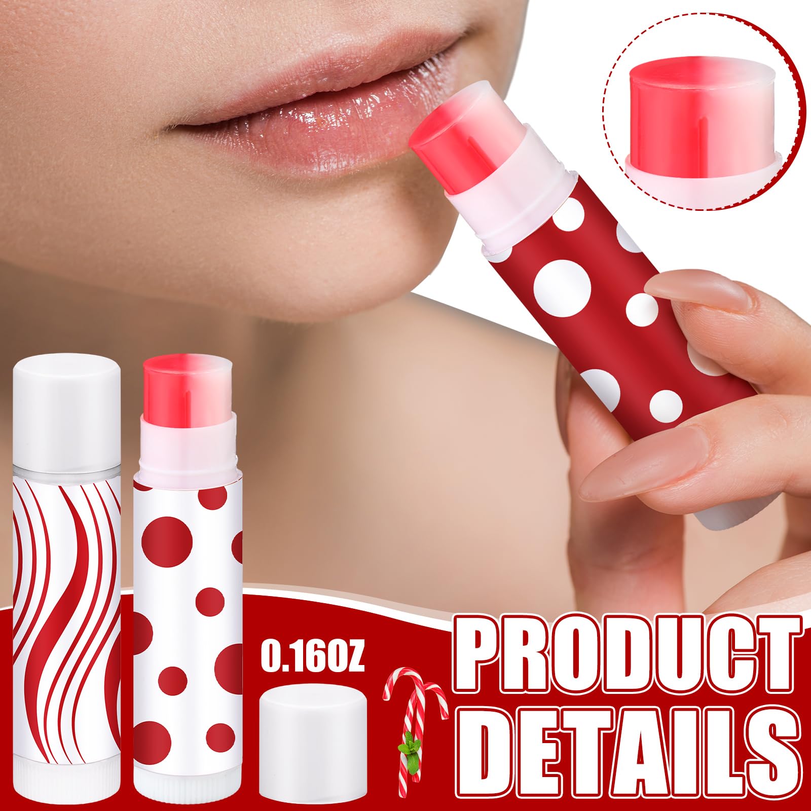 Demissle Christmas lip balms with candy designs and mint flavor for refreshing holiday lip care.